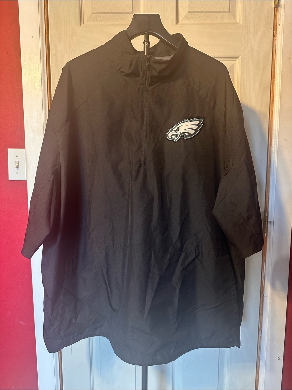 Nike On Field Philadelphia Eagles 1/4 Zip Short Sleeve Pullover Jacket 3XL Black